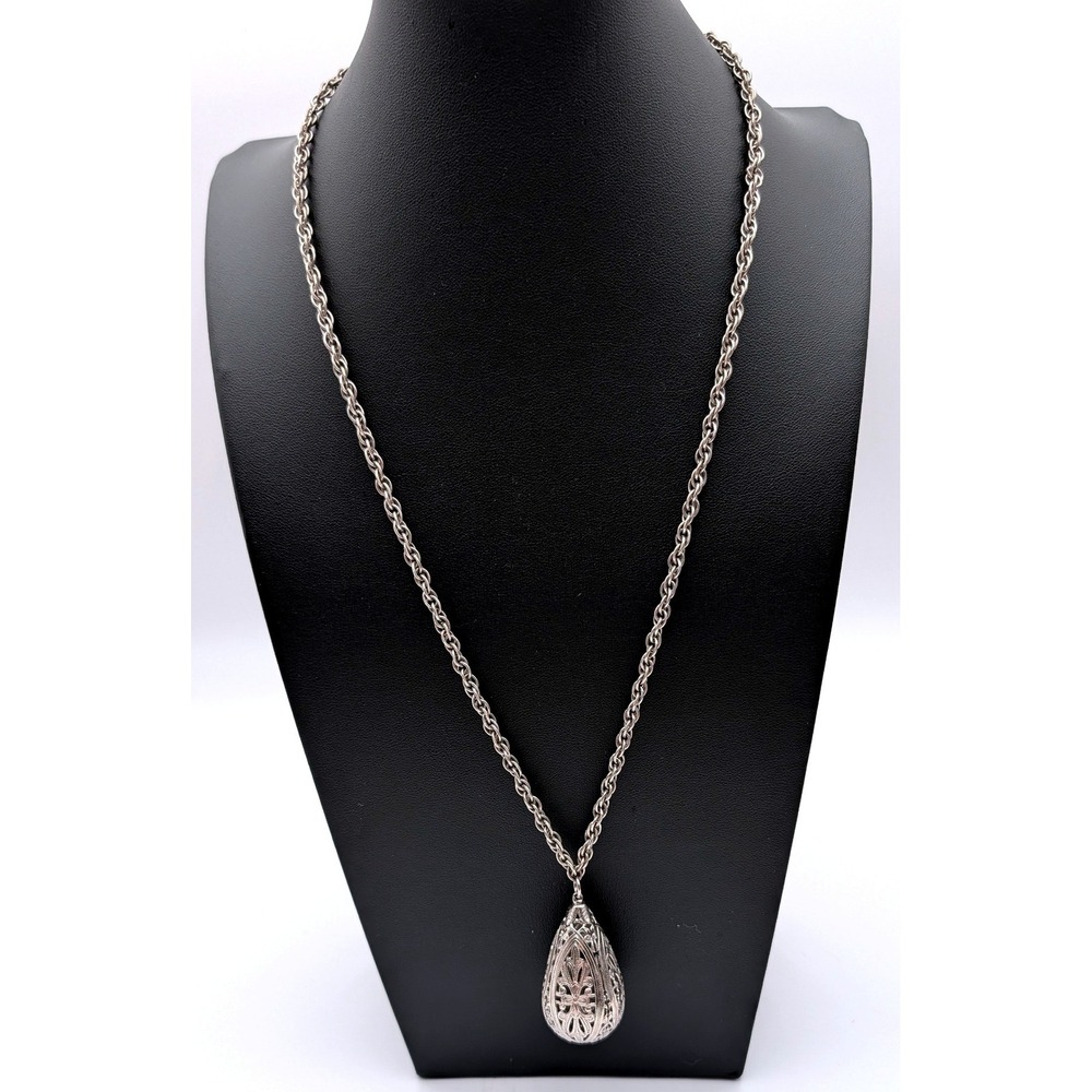 Tammey Jewels Vintage Silver Tone Filigree Teardrop Necklace & Earring Set